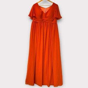 NWT Azazie Orange Paprika Maternity Long Gown Wedding Bridesmaid Modest Plus A16